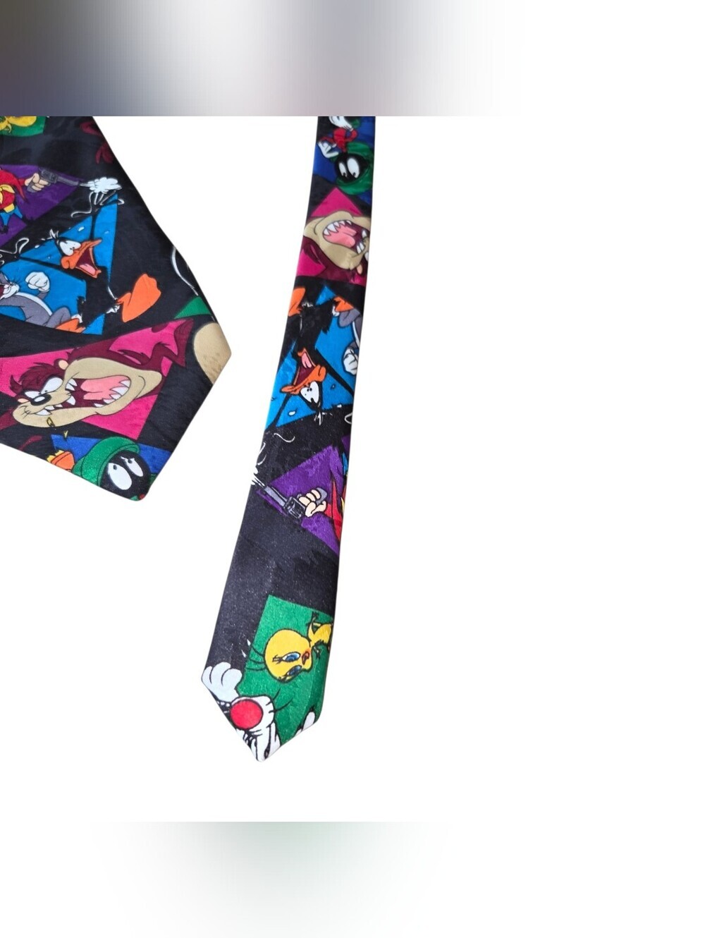 Warner Bros. Looney Tunes Character Black Tie with Multi-Color Panels - Picture 7 of 9